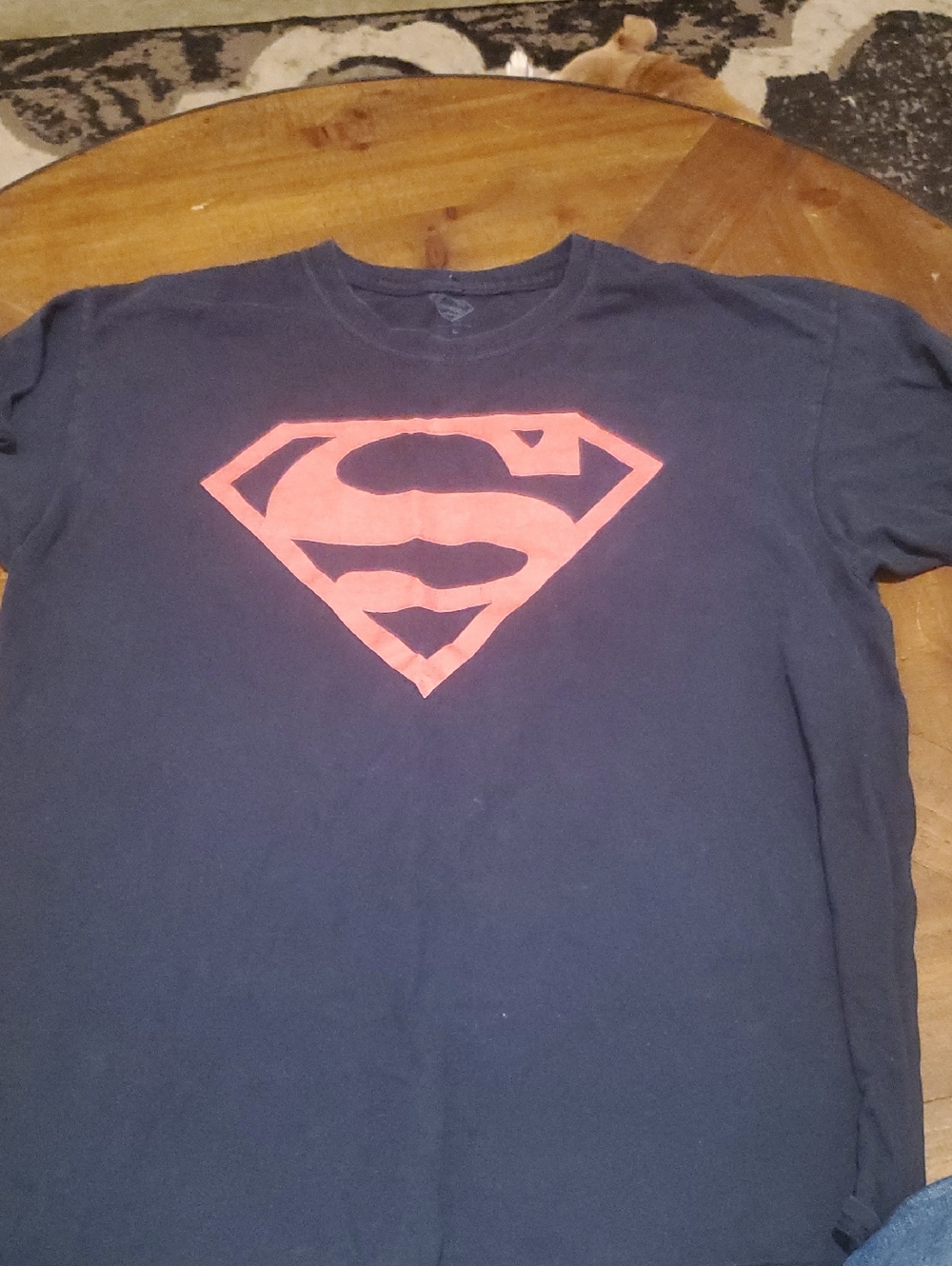 DC Comics Navy Blue Short Sleeve Tee with Red Superman Emblem